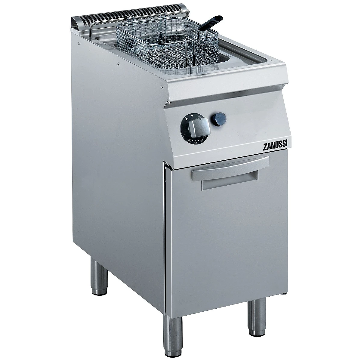 Zanussi EVO700 fritstående gasfriture i rustfrit stål, 7 liter, set skråt forfra