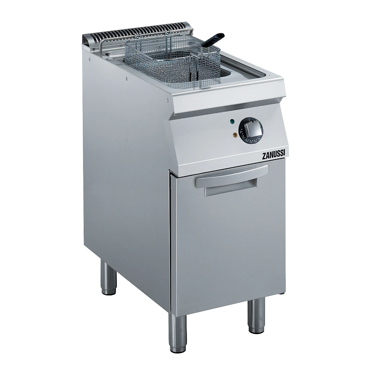 Zanussi EVO700 fritstående elfriture 7 liter i rustfrit stål, set skråt forfra