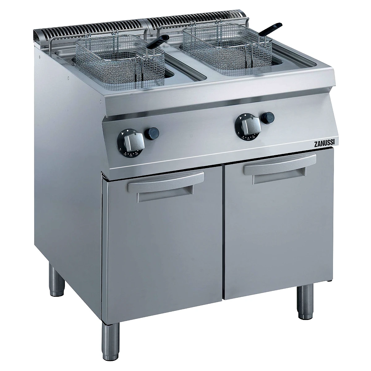 Zanussi EVO700 fritstående gasfriture med to brønde à 7 liter og underskab