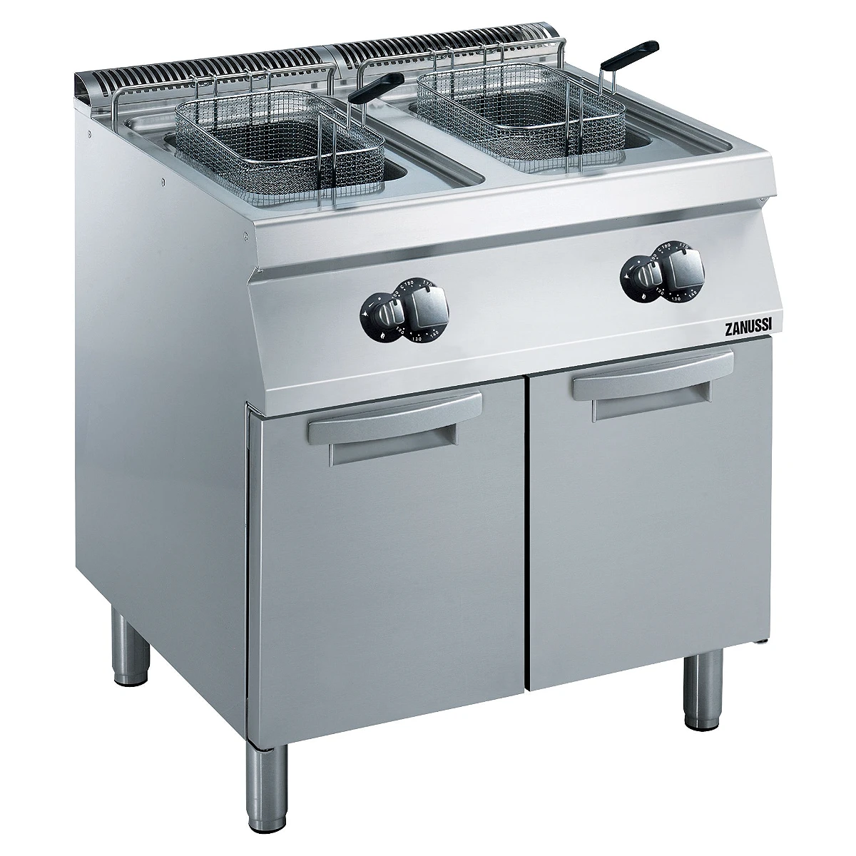 Zanussi EVO700 fritstående gasfriture med to brønde à 15 liter og underskab