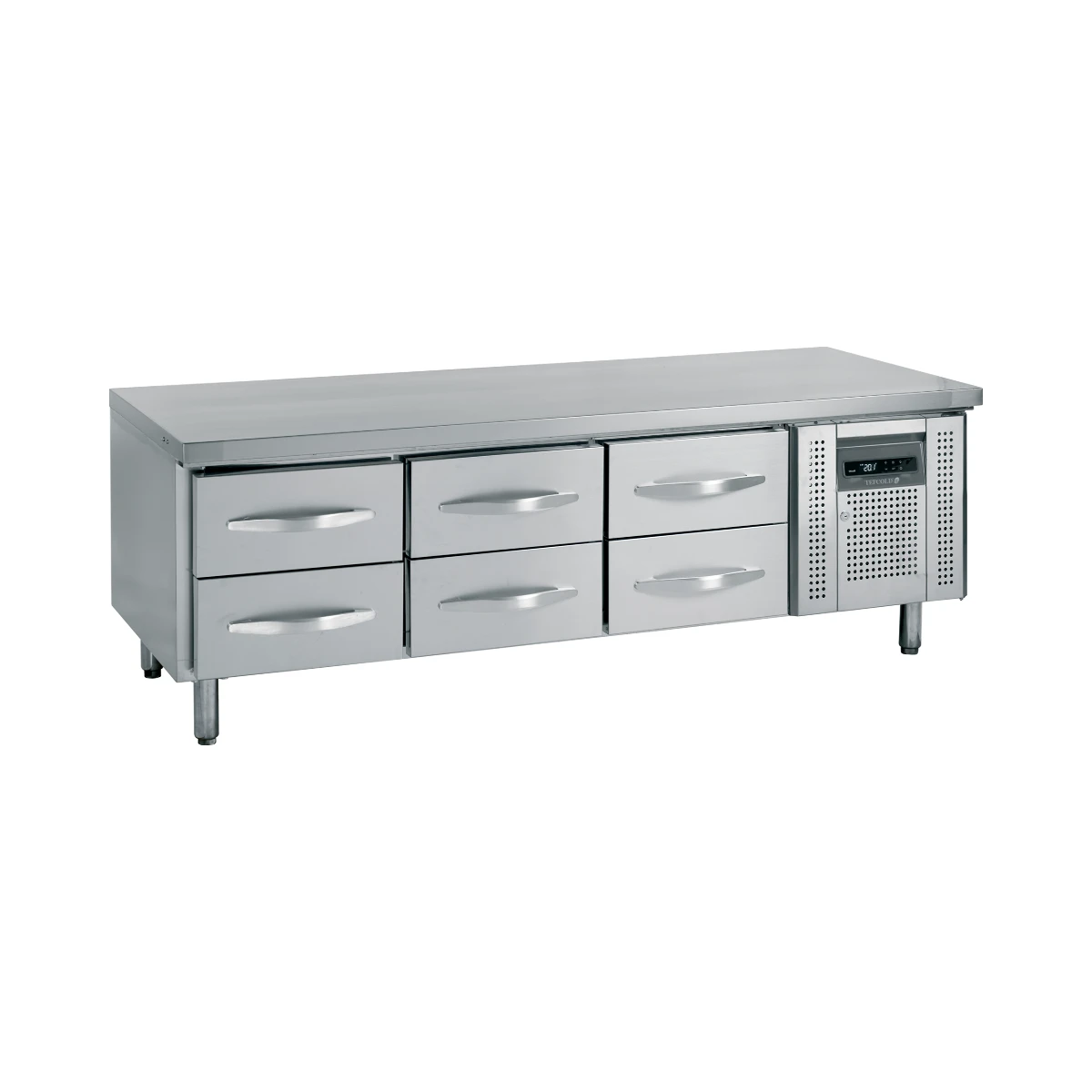 Rustfri lavt kølebord GN1/1 UC5360 Tefcold, set forfra