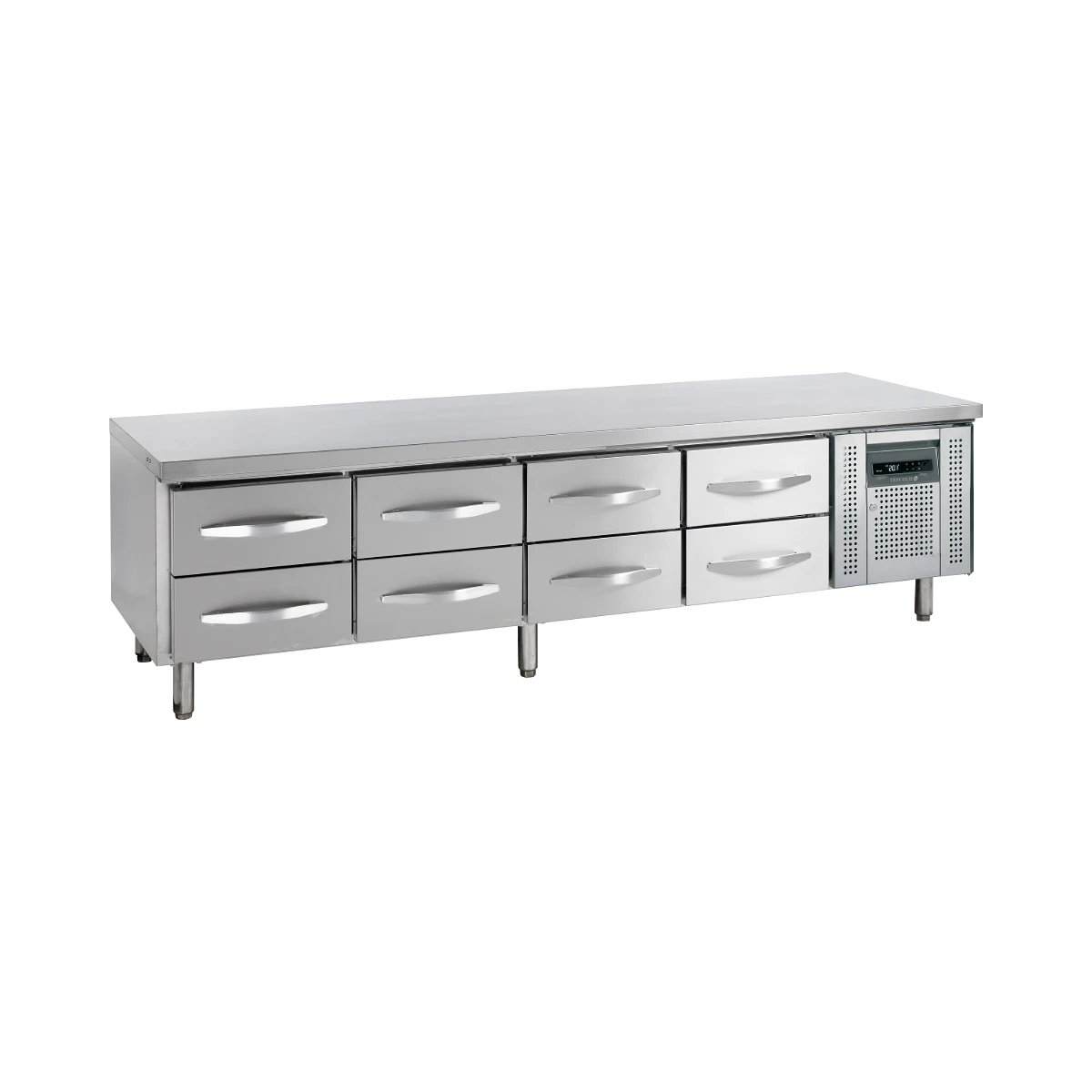 Rustfri lavt kølebord GN1/1 UC5480 Tefcold, set forfra
