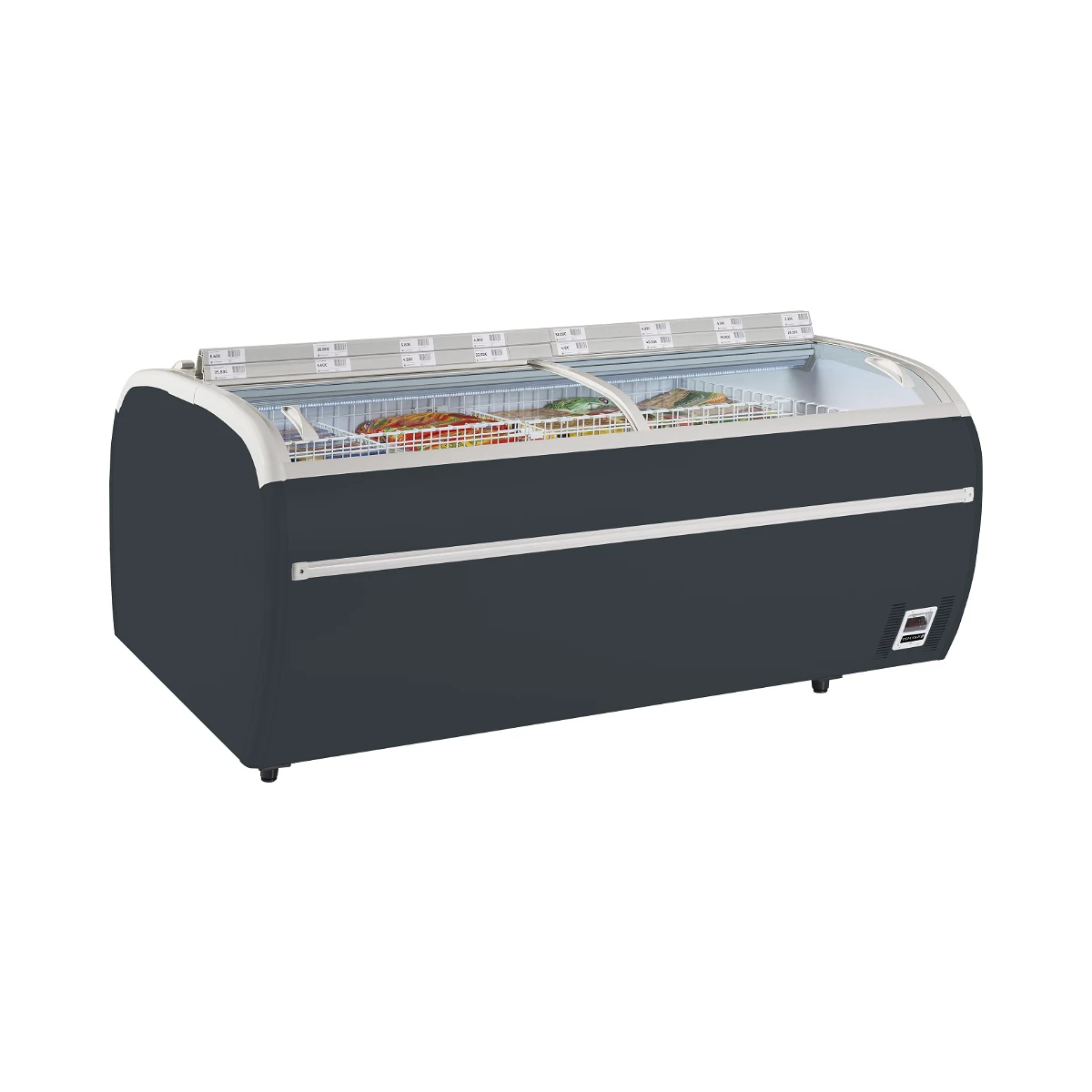 Supermarkedskøler / fryser i antracit TWIN 220A, CF Tefcold, set forfra