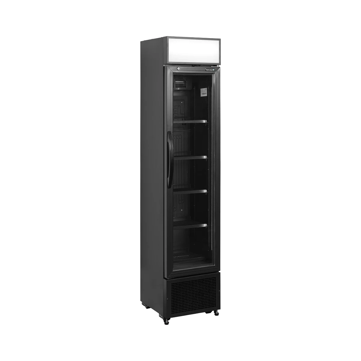 Flaskekøleskab FSC175H BLACK Tefcold, set forfra