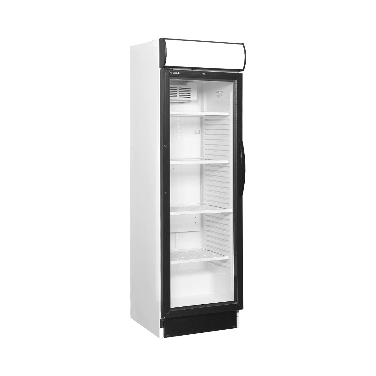 Flaskekøleskab, venstrehængt dør CEV425CP 2 LED L/H Tefcold, set forfra