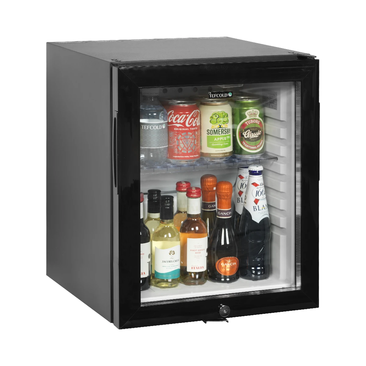 Minibar med glasdør TM35GC Tefcold, set forfra