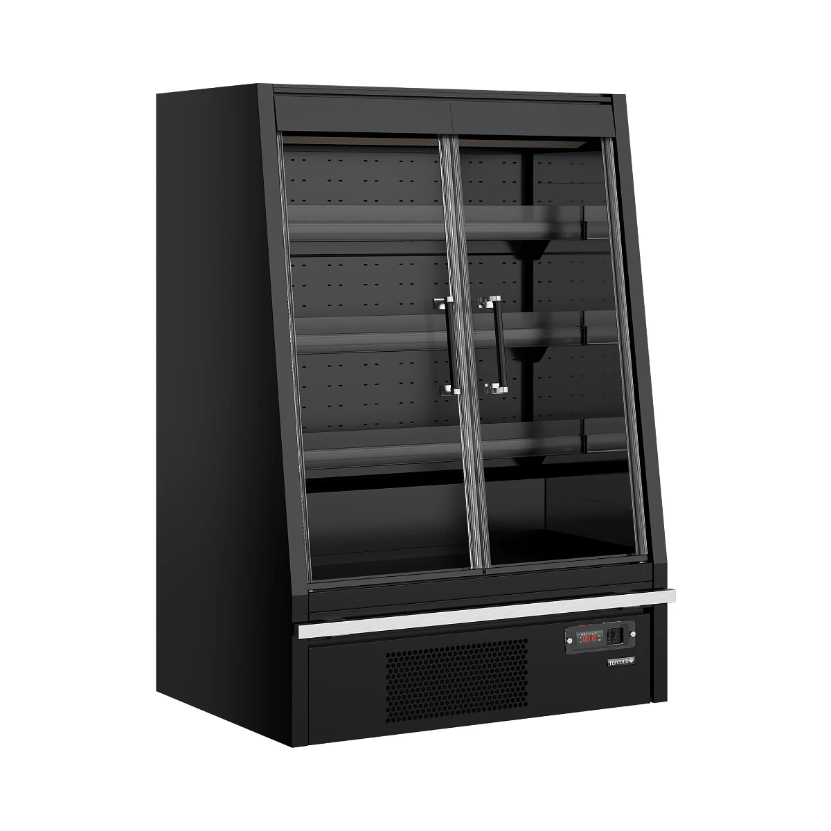 Multideck køler til supermarked galaxy+ GPL10FGD black Tefcold, set forfra