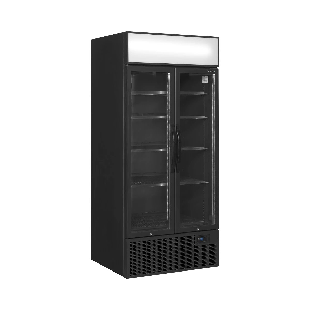 Sort 2, dørs displaykøler med lystop FSC891H black Tefcold, set forfra