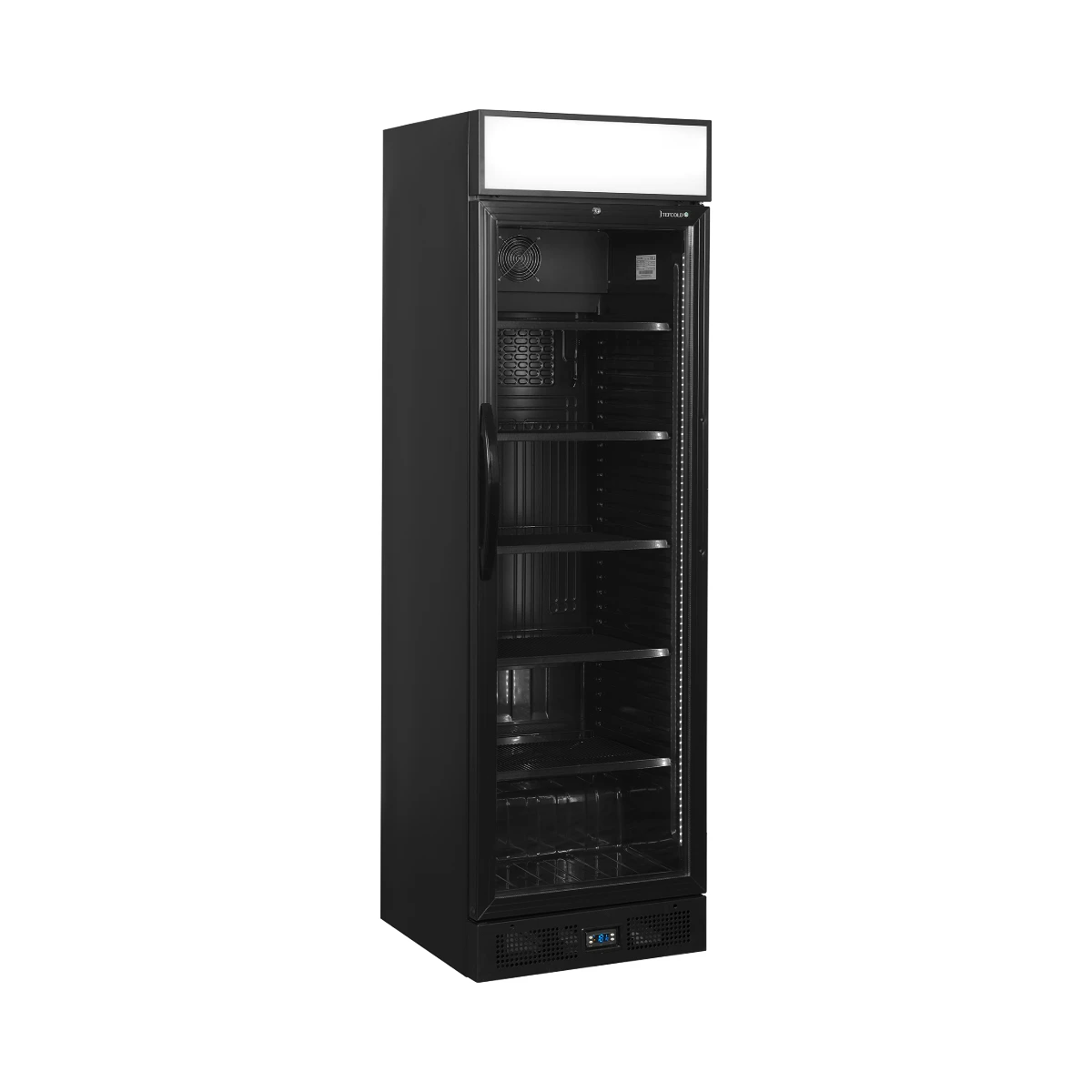 Sort flaskekøleskab CEV435CP BLACK Tefcold, set forfra