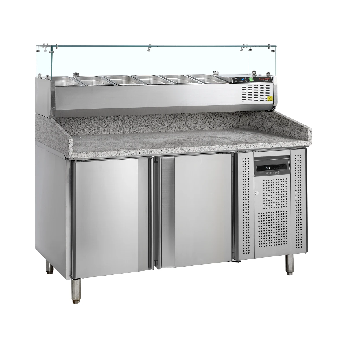 Pizzabord inkl. opsats PT1200 + GVC38, 150 Tefcold, set forfra