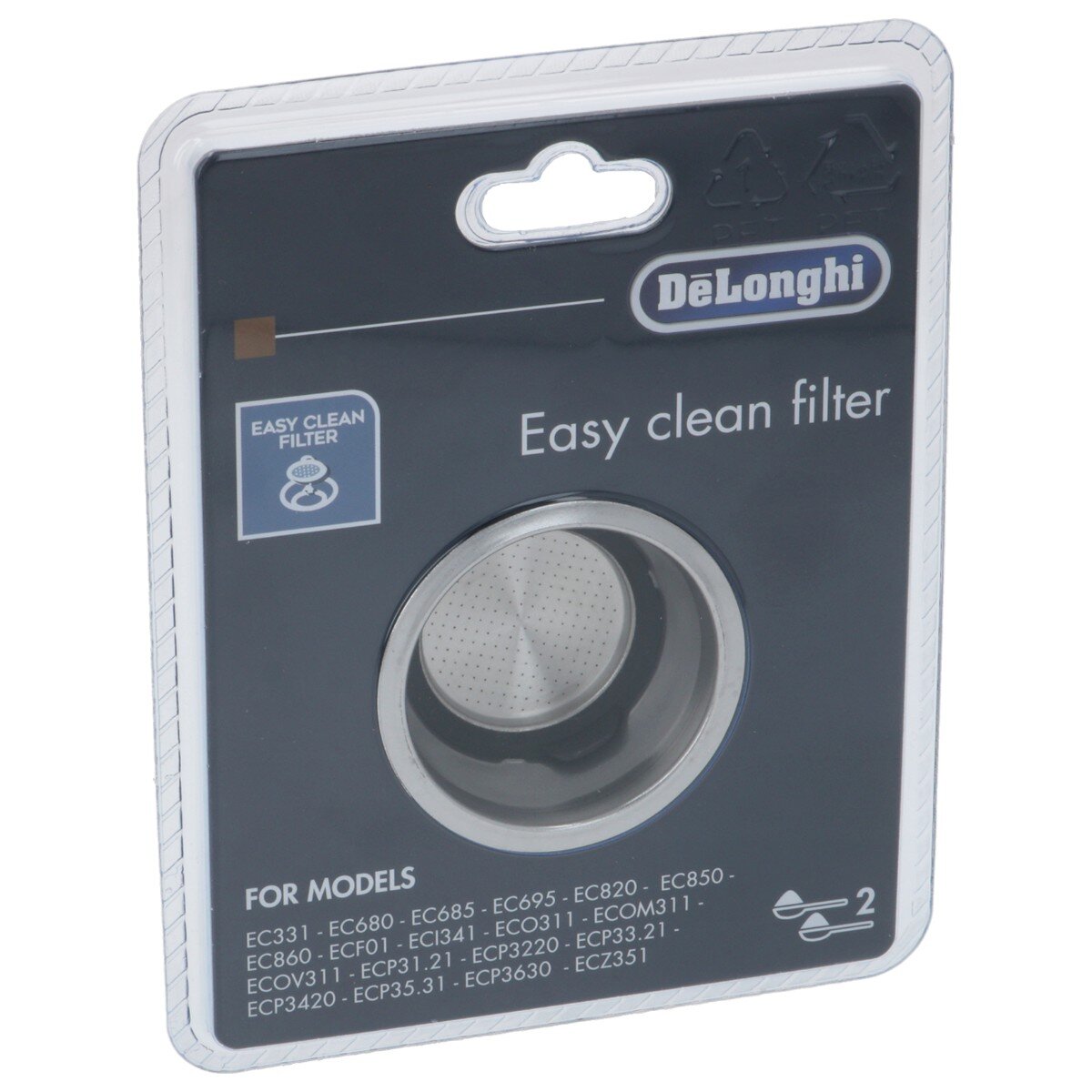 DeLonghi 2-kops filterindsats i rustfrit stål til Dedica