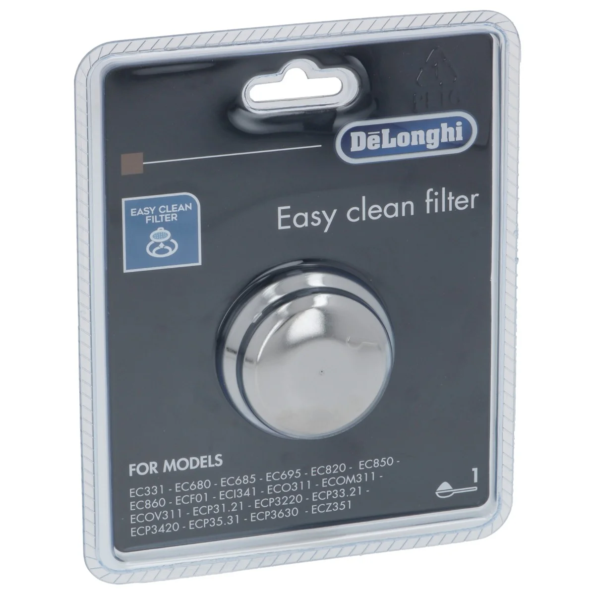 DeLonghi 1-kops filterindsats i pakning med Easy Clean Filter