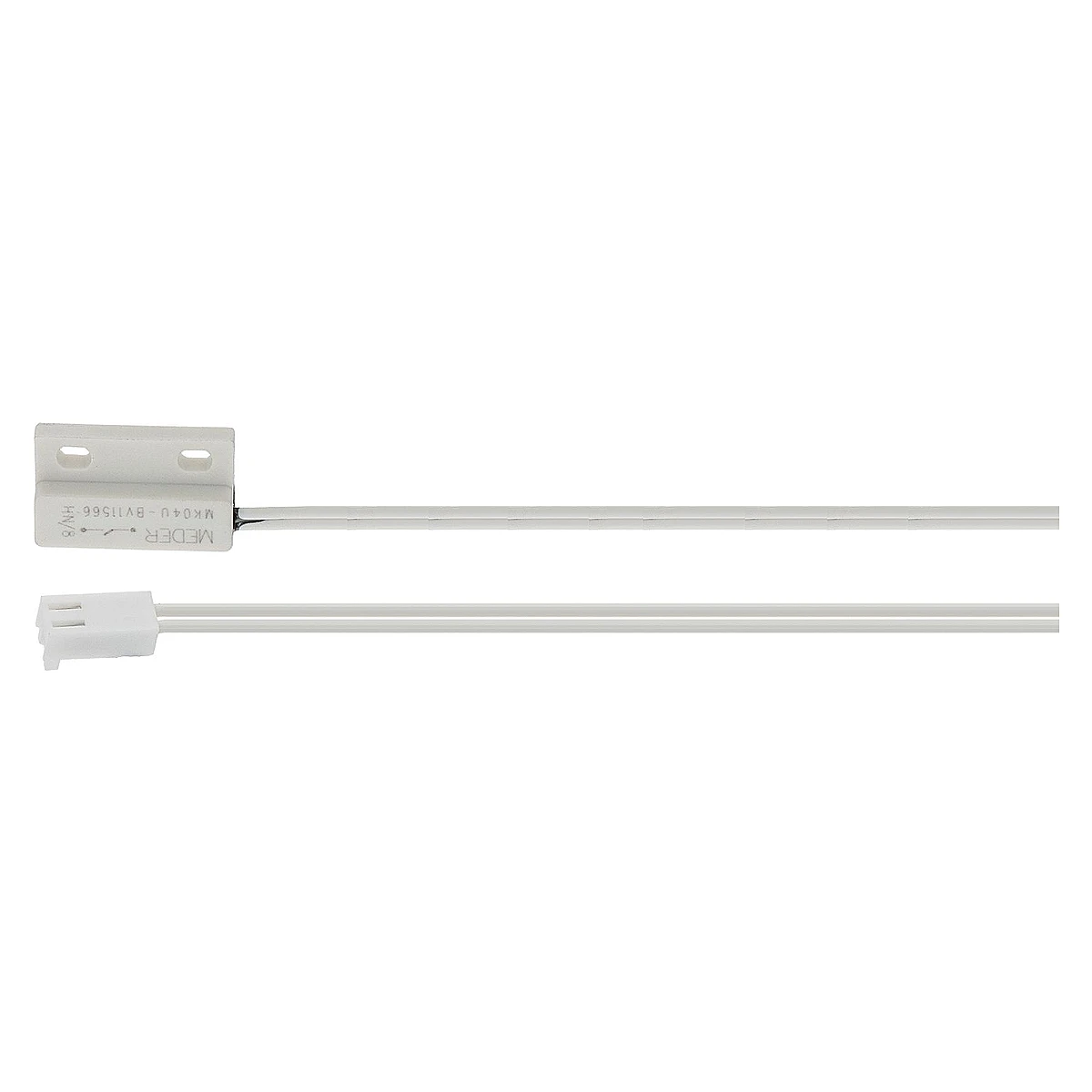 Hvid magnetisk reed-mikroswitch med langt kabel og stik