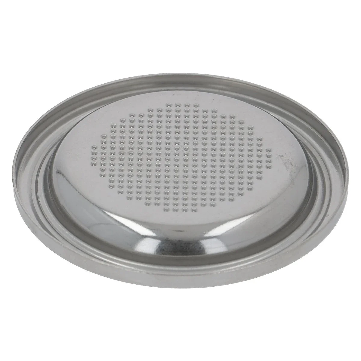 Rustfrit pod-filter set ovenfra med fin perforering