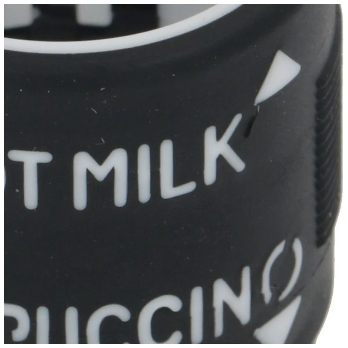 Nærbillede af HOT MILK-markering på sort vælgerring til DeLonghi