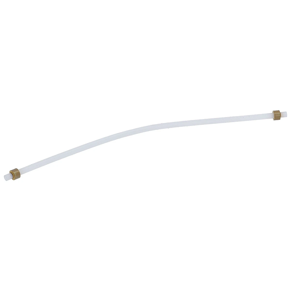 Hvid PTFE-slange 215 mm med messingbøsninger i begge ender