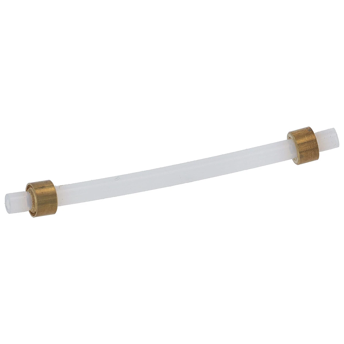 Hvid PTFE-slange 70 mm med messingbøsninger i begge ender