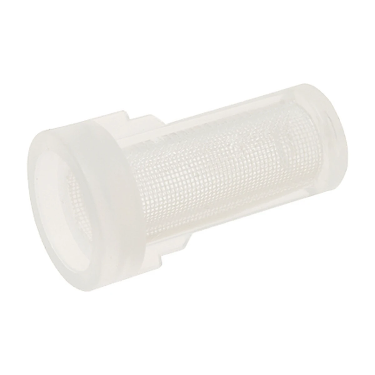 Hvidt cylindrisk vandfilter til vandbeholder, DeLonghi, set fra siden