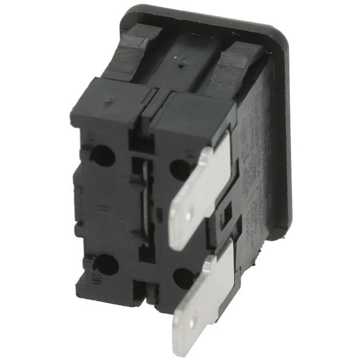 Sort 1-polet trykknap 16A 250V med spadestik til DeLonghi – vinkel 4
