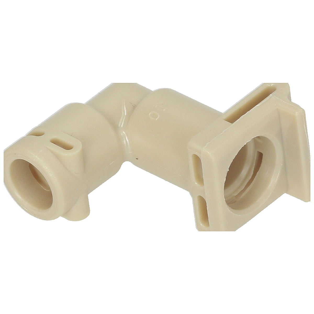 Beige L-fitting i plast til DeLonghi kedel, udvendig ø4 mm