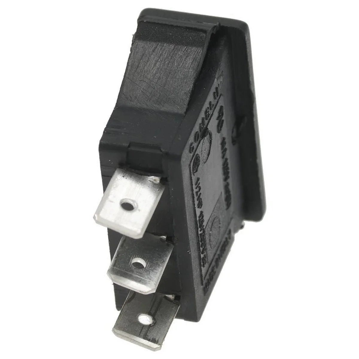 Sort vippeafbryder med tre positioner 16A 250V – set fra siden