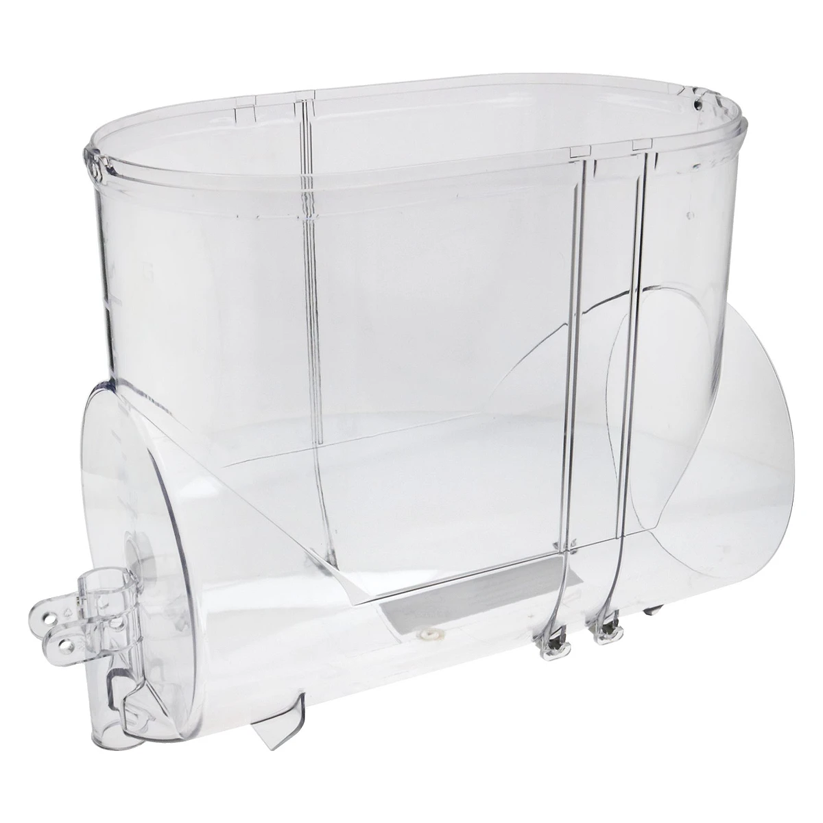 Klar polycarbonat granitabeholder 15 liter til granitamaskine set forfra