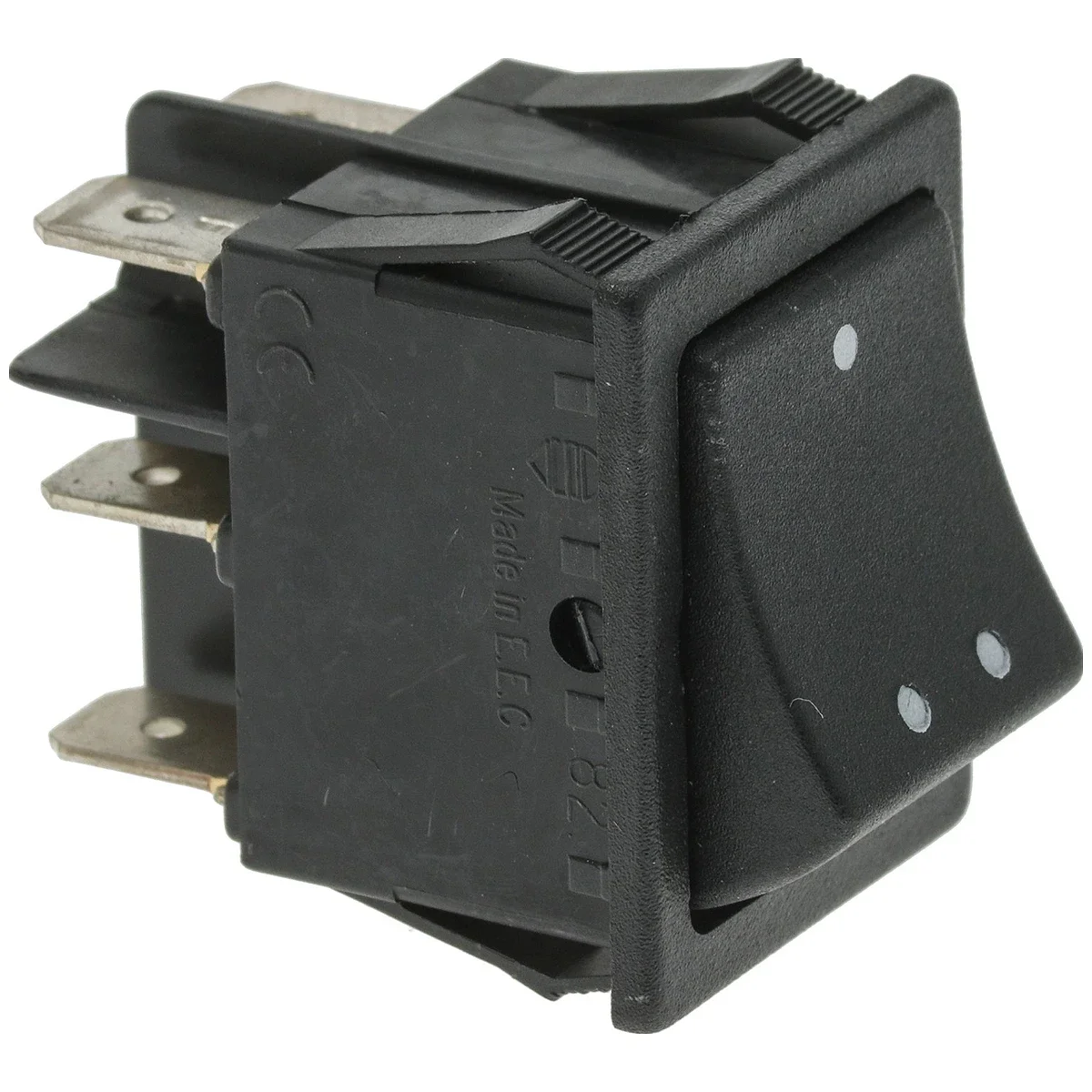 Sort 2-polet vippekontakt 16A 250V med fladstiksben