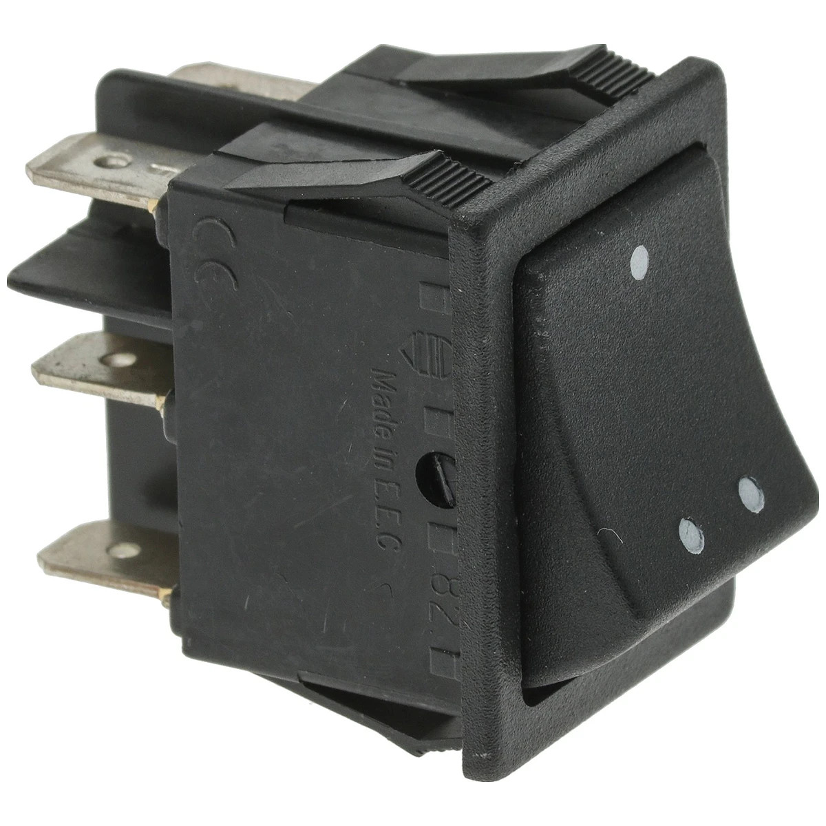 Sort 2-polet vippekontakt 16A 250V med fladstiksben