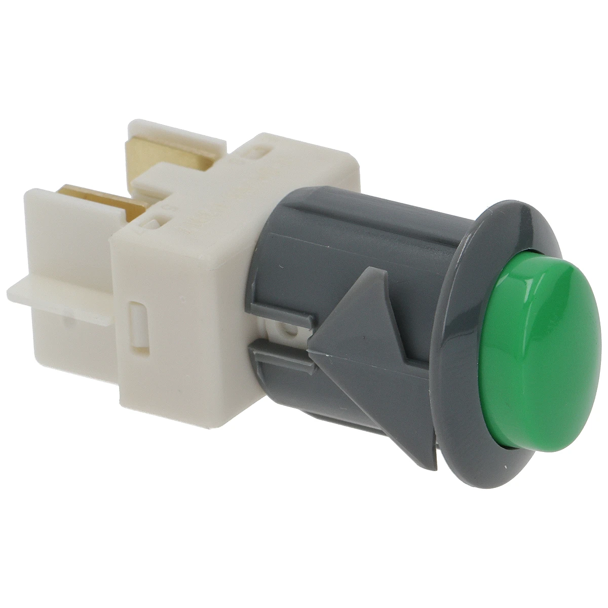 Bipolar afbryder med grøn trykknap 16 A 250 V set forfra
