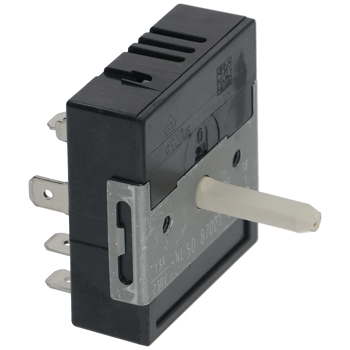 Sort effektregulator 230 V 13 A med D-aksel set forfra