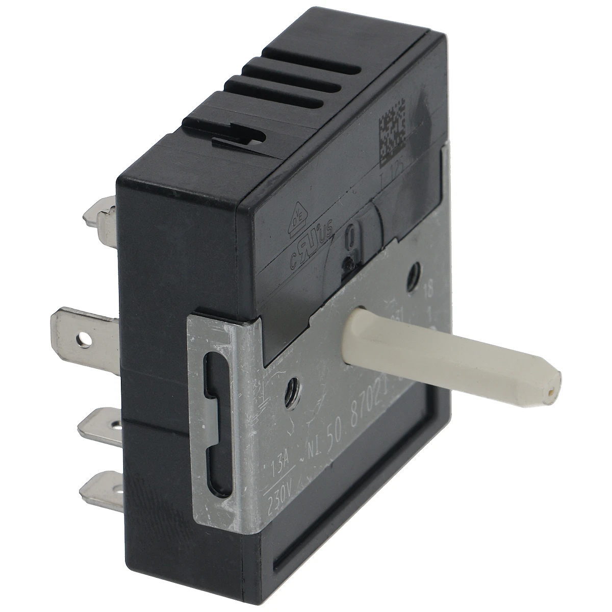 Sort effektregulator 230 V 13 A med D-aksel set forfra