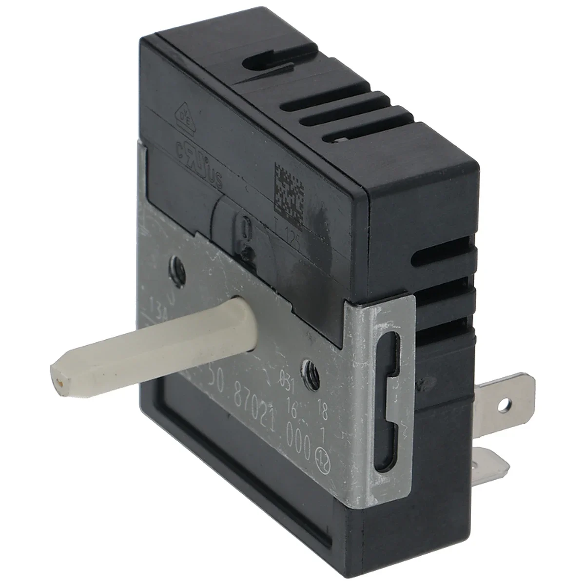Effektregulator 230 V set fra siden med D-aksel