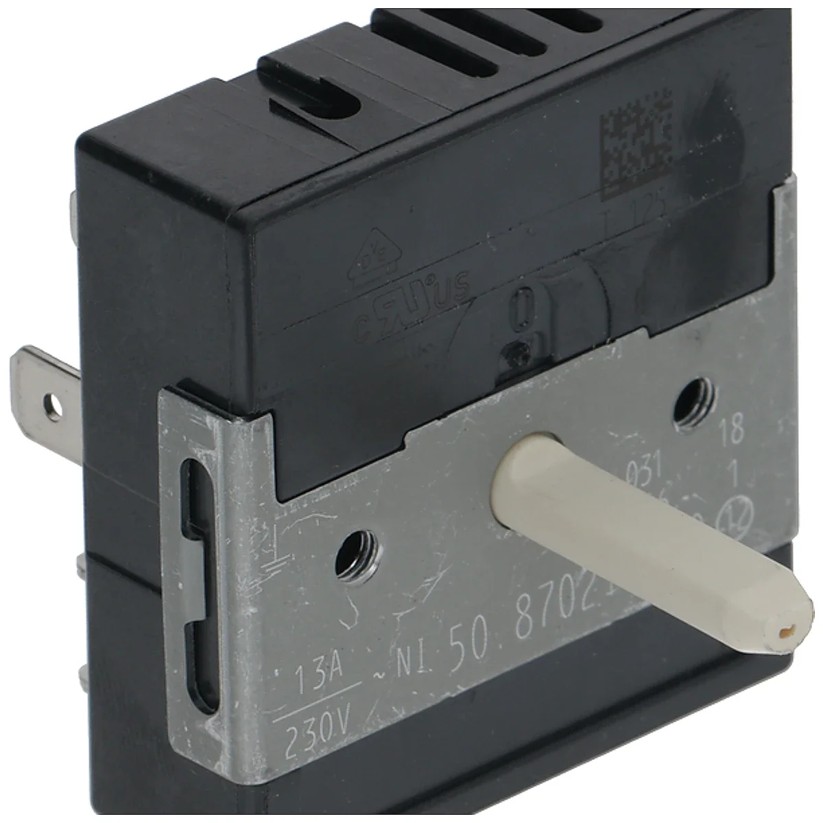 Nærbillede af D-aksel ø 6 x 4,6 mm på effektregulator