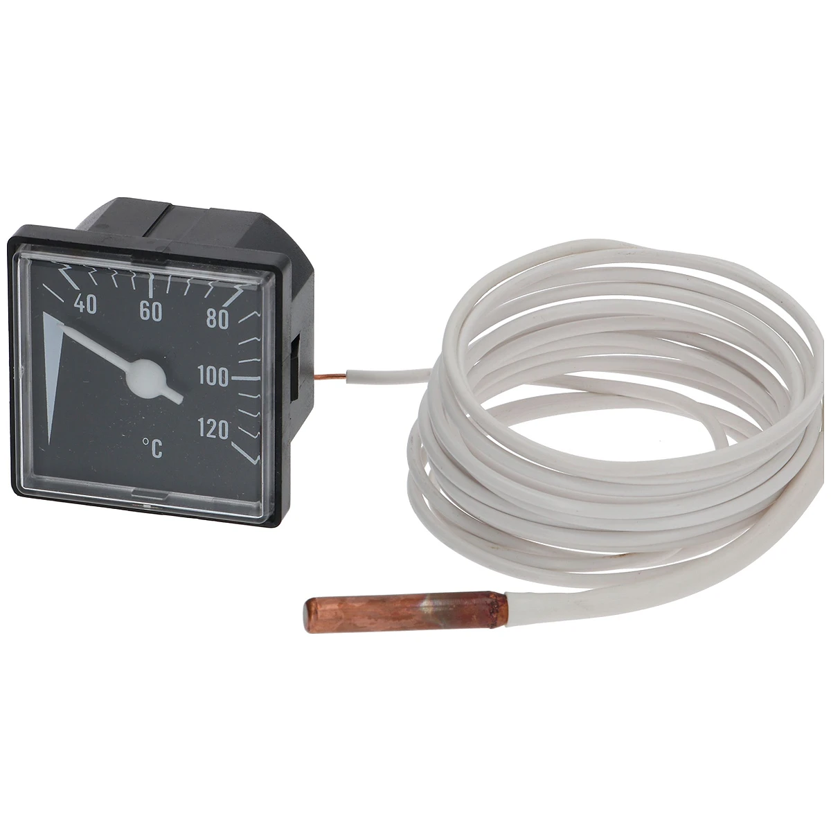 Termometer 0-120 °C 48x48 mm med kapillar og føler