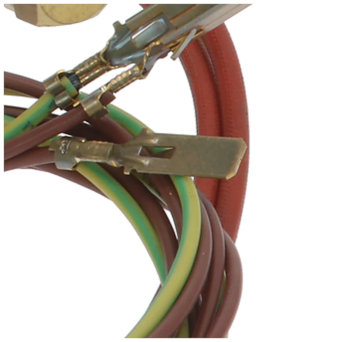 Nærbillede af fladstik på varmelegemets ledninger