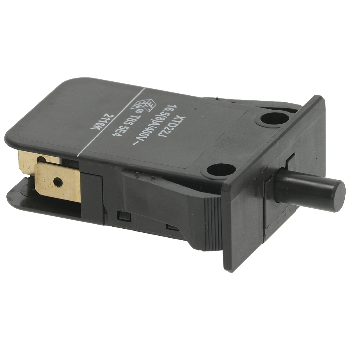 Sort mikroswitch Saia-Burgess XTD22J med messing fladstik