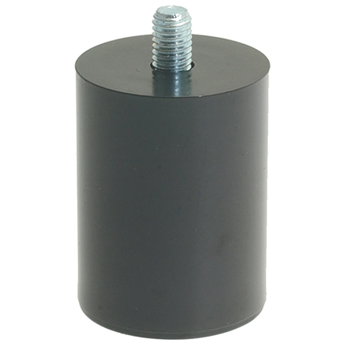 Sort plastfod ø 38 mm med galvaniseret M8-gevindtap