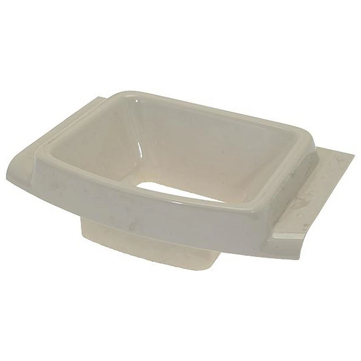 Lille cremefarvet plasttragt til pizzadejmaskine, 210x125 mm