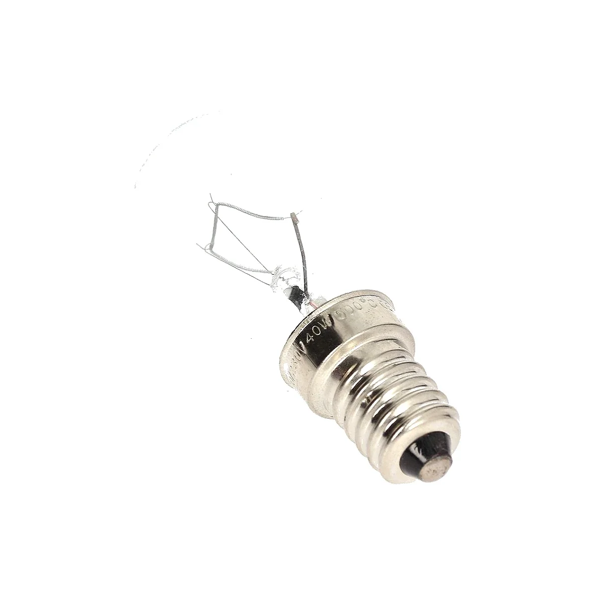 Ovnlampe E14 40W set skråt forfra med glødetråd