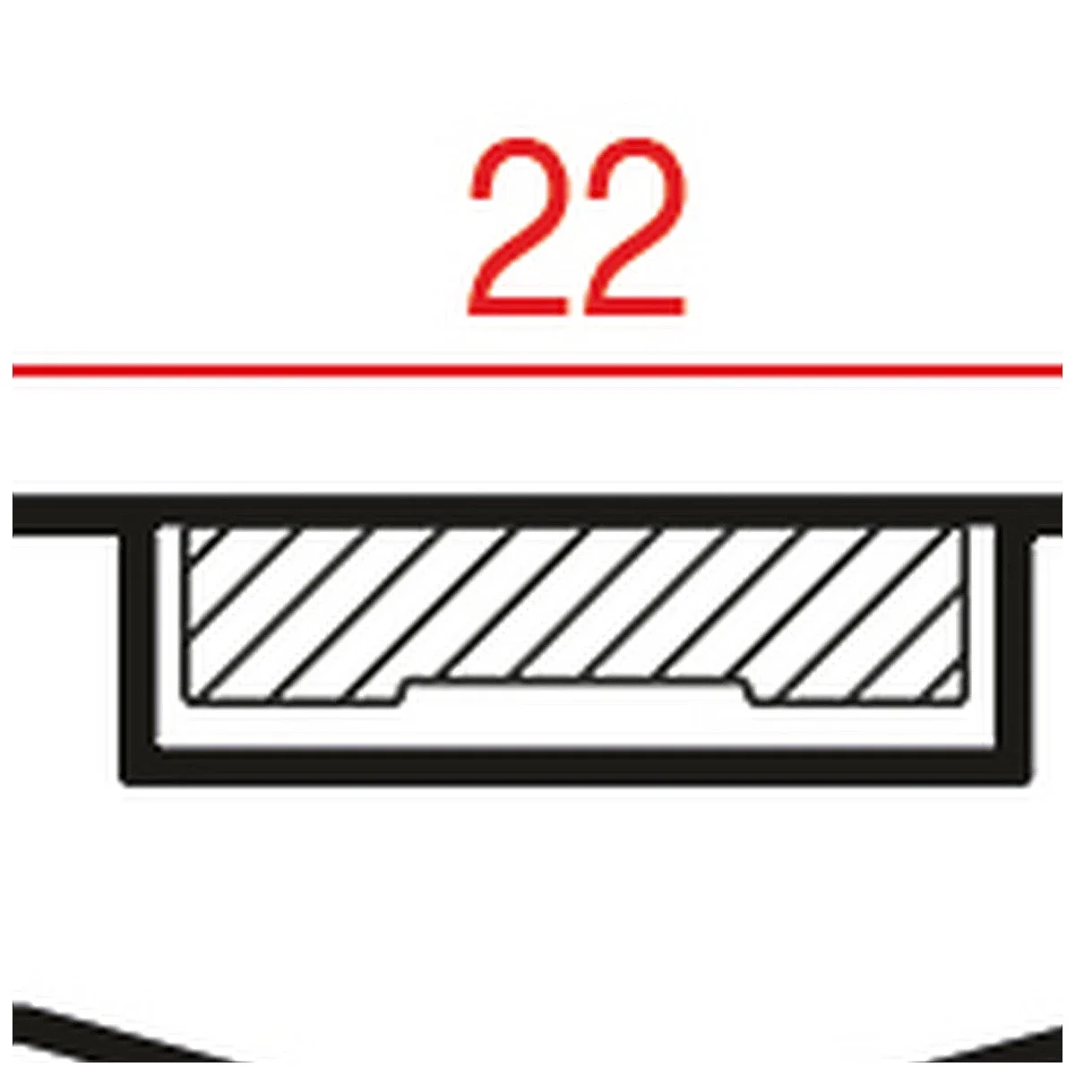 Detalje af listens magnetkammer i profil 1016, bredde 22 mm