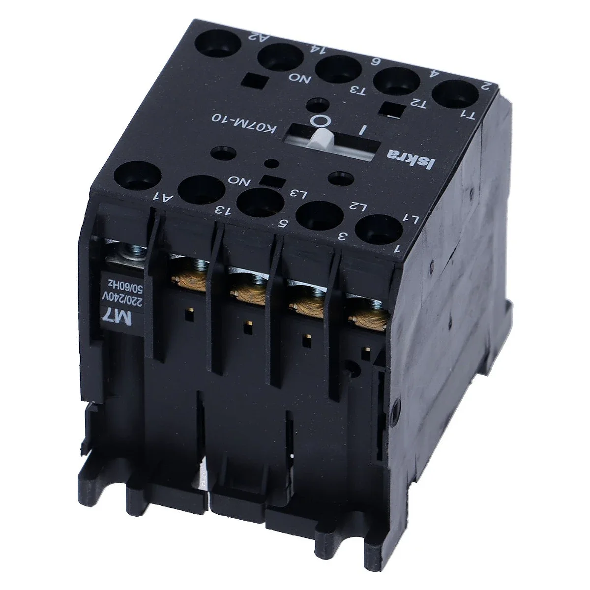 Kontaktor K07M-10 set bagfra med spoletilslutning A1 og A2