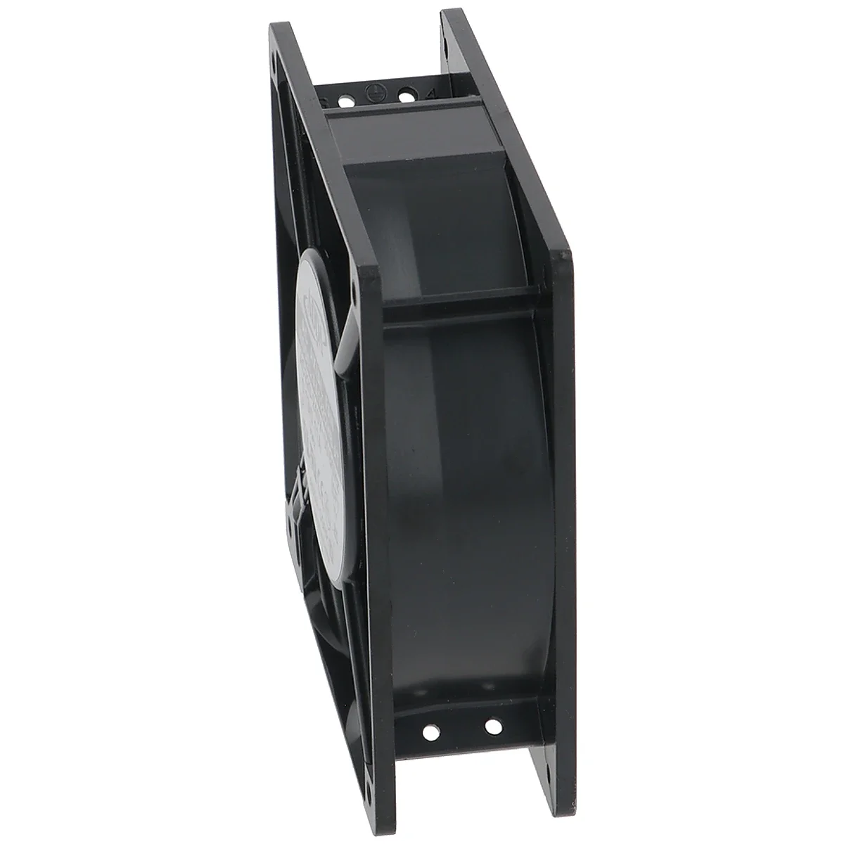 Axialventilator set fra siden med 38 mm rammedybde
