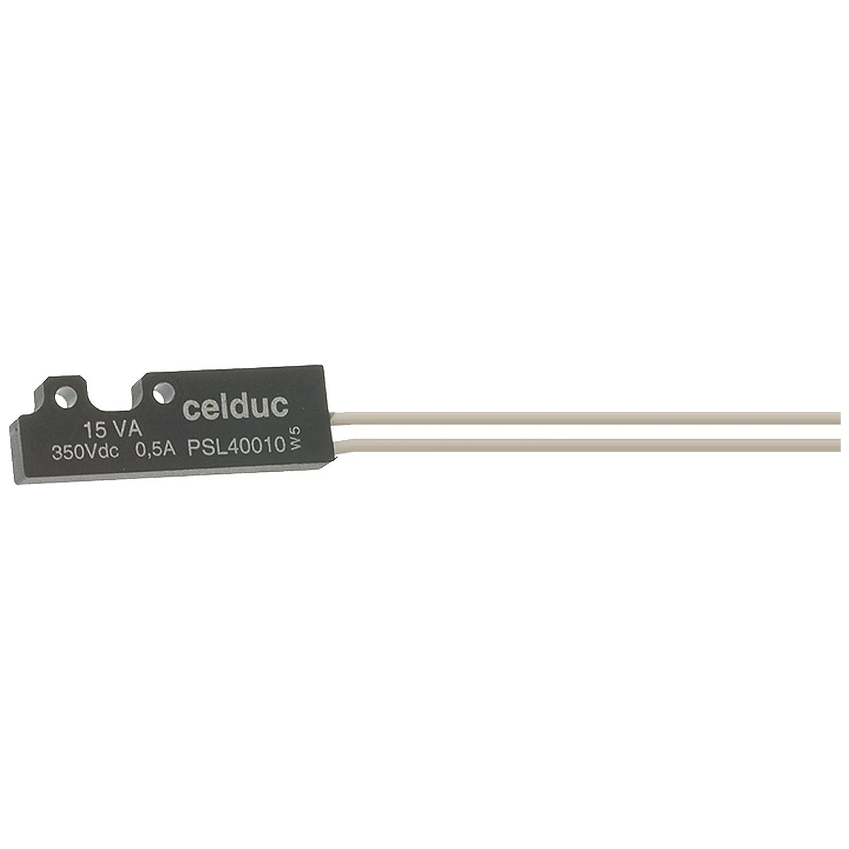 Magnetisk mikroswitch Celduc PSL40010 med sort hus og langt kabel