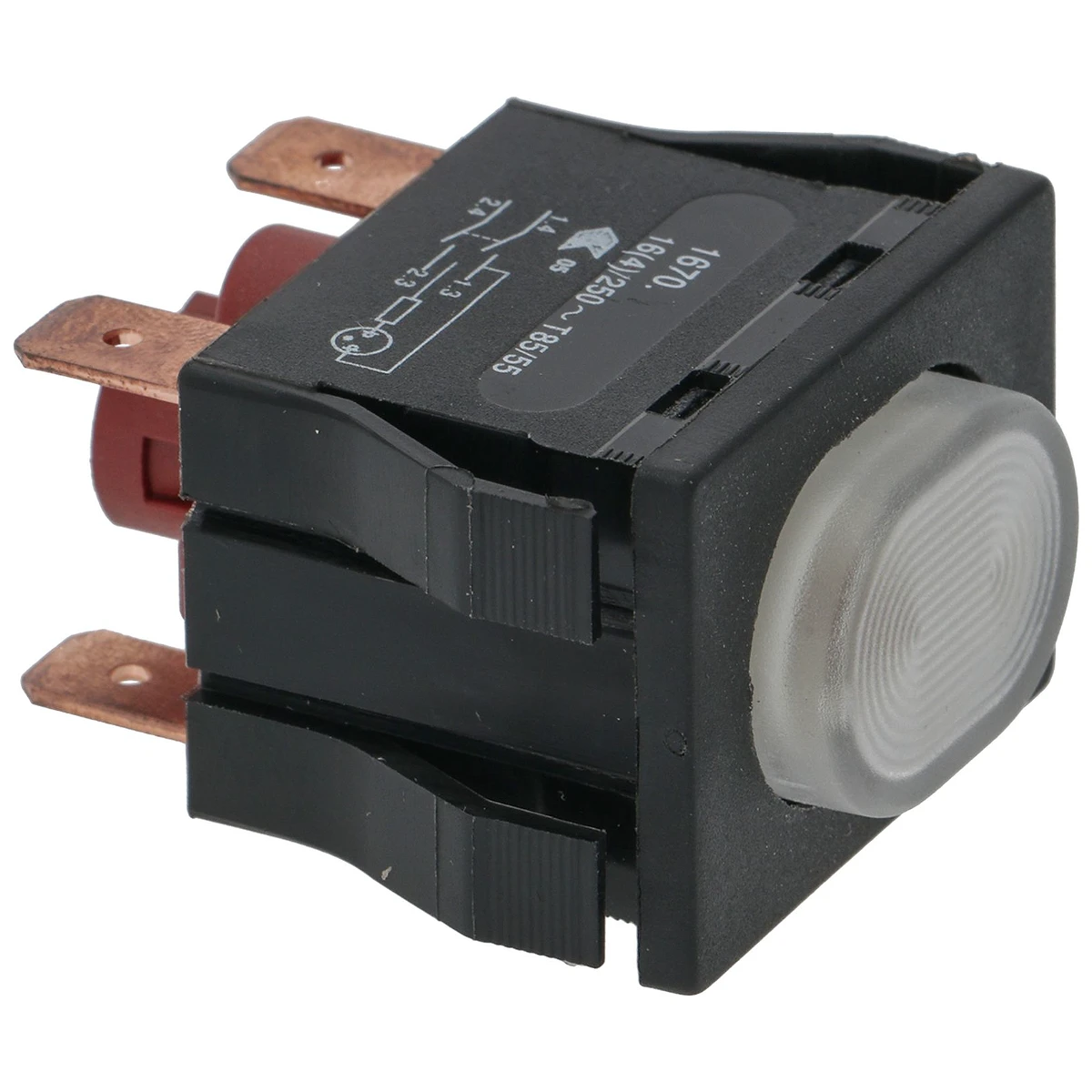 Bipolar afbryder med hvid vippe 16 A 250 V set forfra