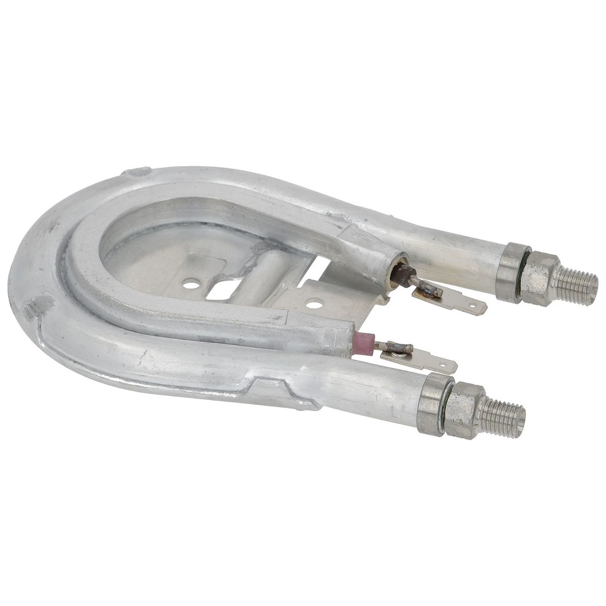 U-formet DeLonghi varmelegeme i aluminium med gevindender set forfra