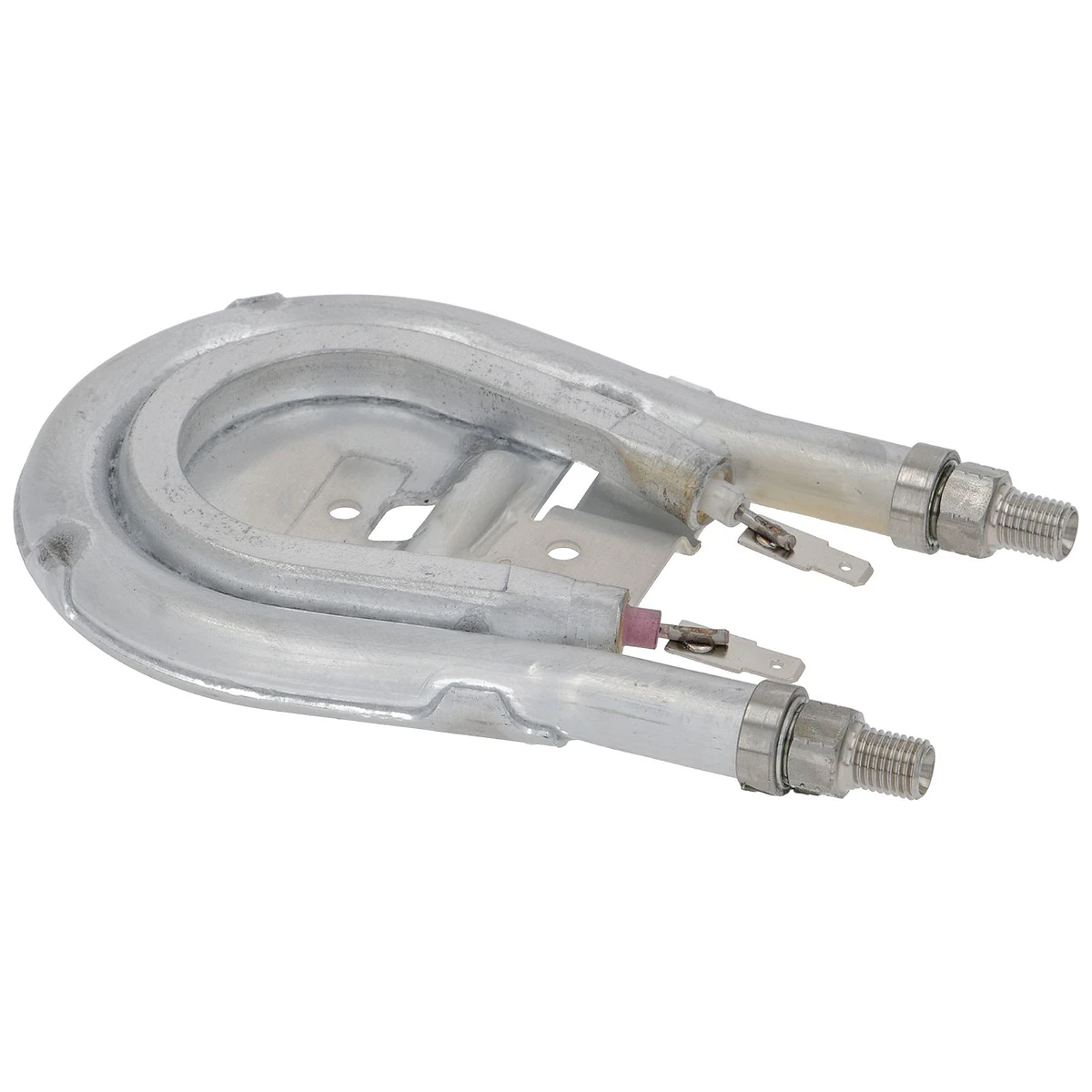 U-formet DeLonghi varmelegeme i aluminium med gevindender set forfra