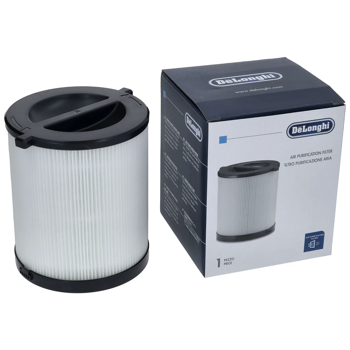 DeLonghi luftrensningsfilter DLSA005 med original emballage set forfra