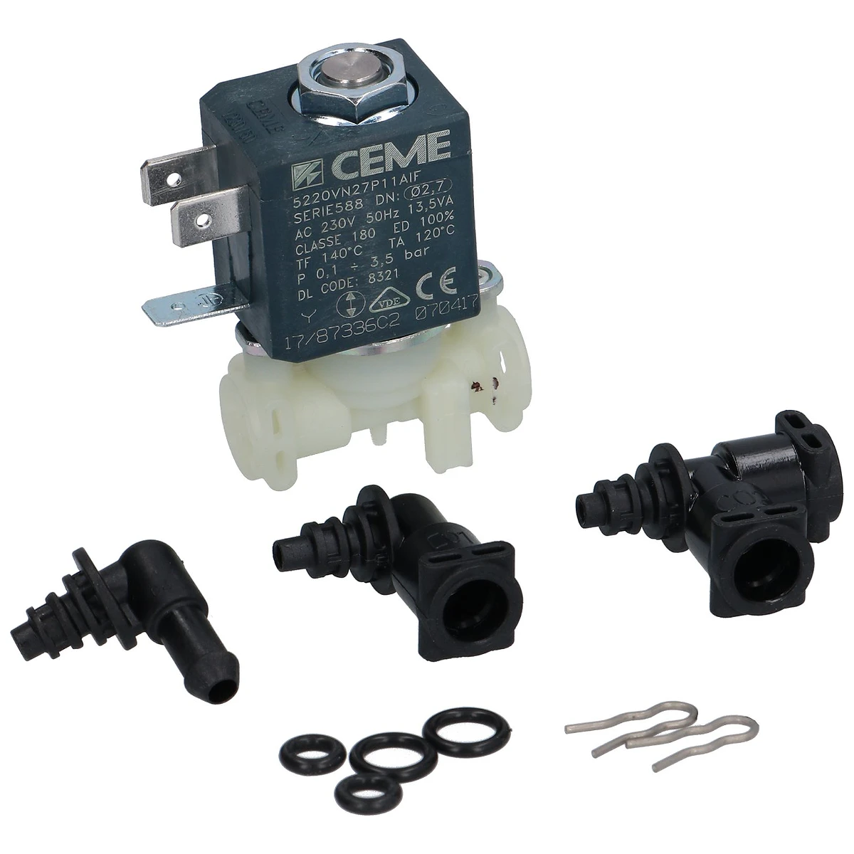 Ventil til DeLonghi – 4 mm, 230 V set forfra