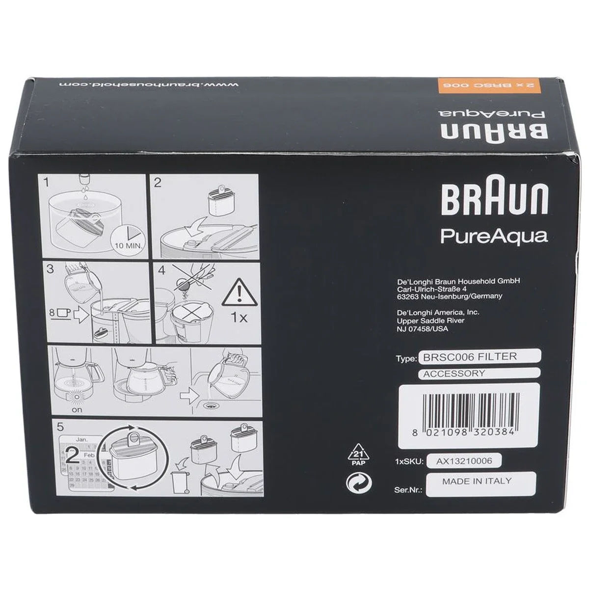 Vandfilter til DeLonghi set skråt bagfra