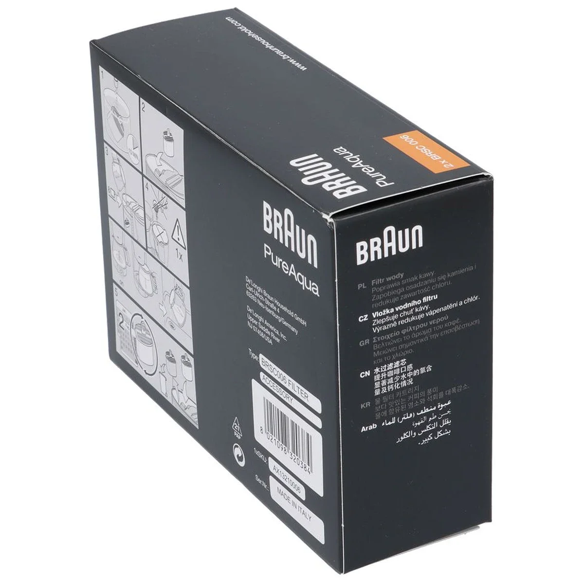 Vandfilter til DeLonghi set bagfra